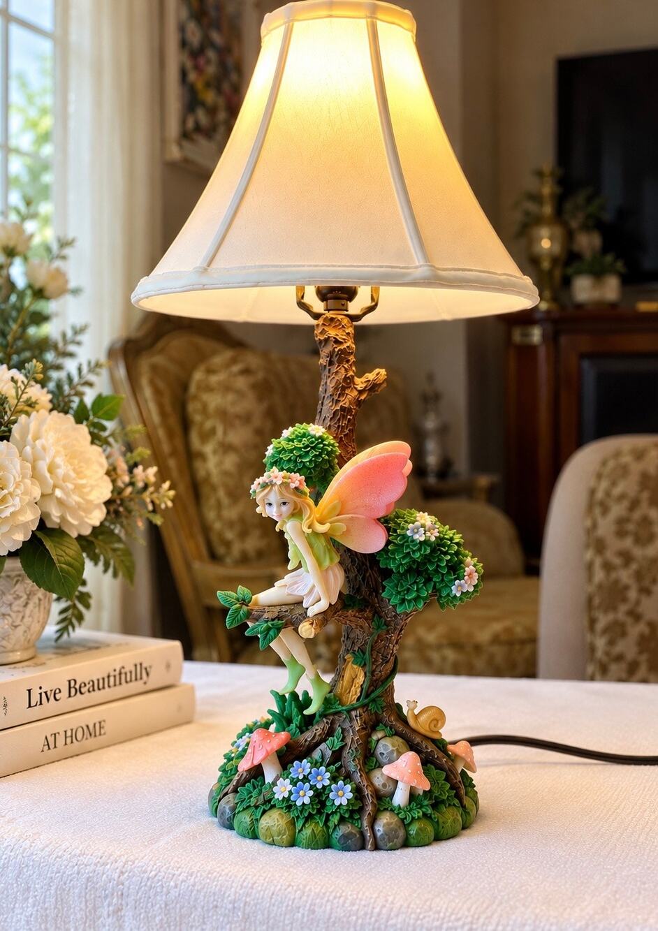Hampton Bay Disney Tinker Bell Flower Lamp butterfly-style wings